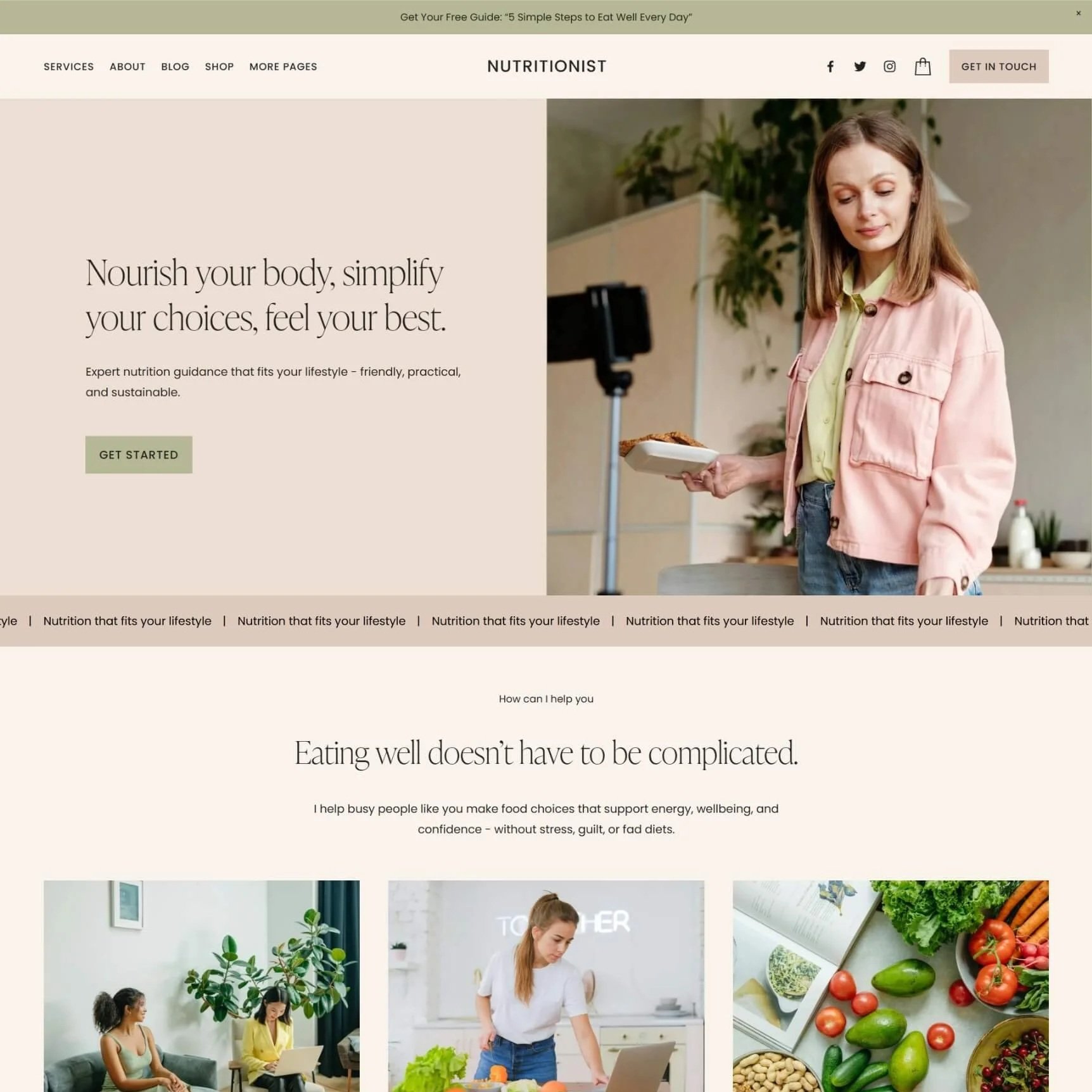Nutritionist Squarespace 7.1 template