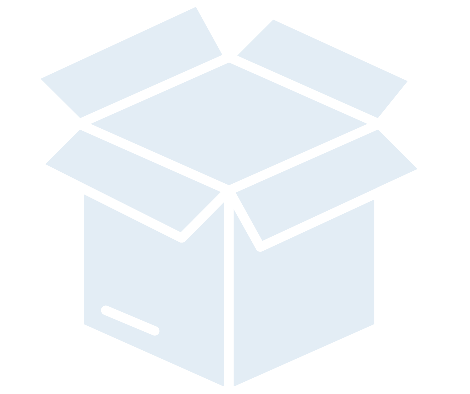Blue open cardboard box with flaps folded outward