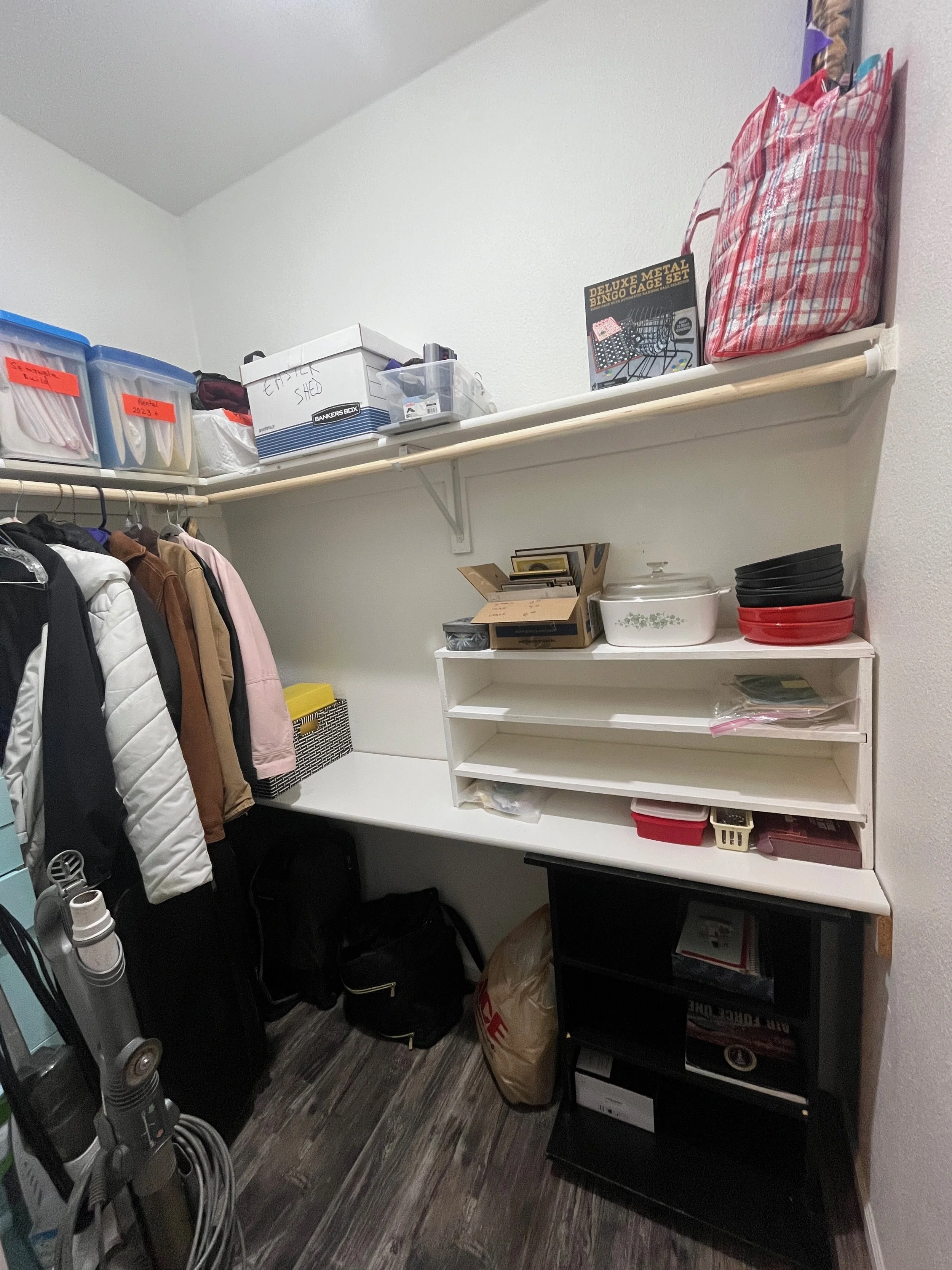Spare room storage closet after decluttering
