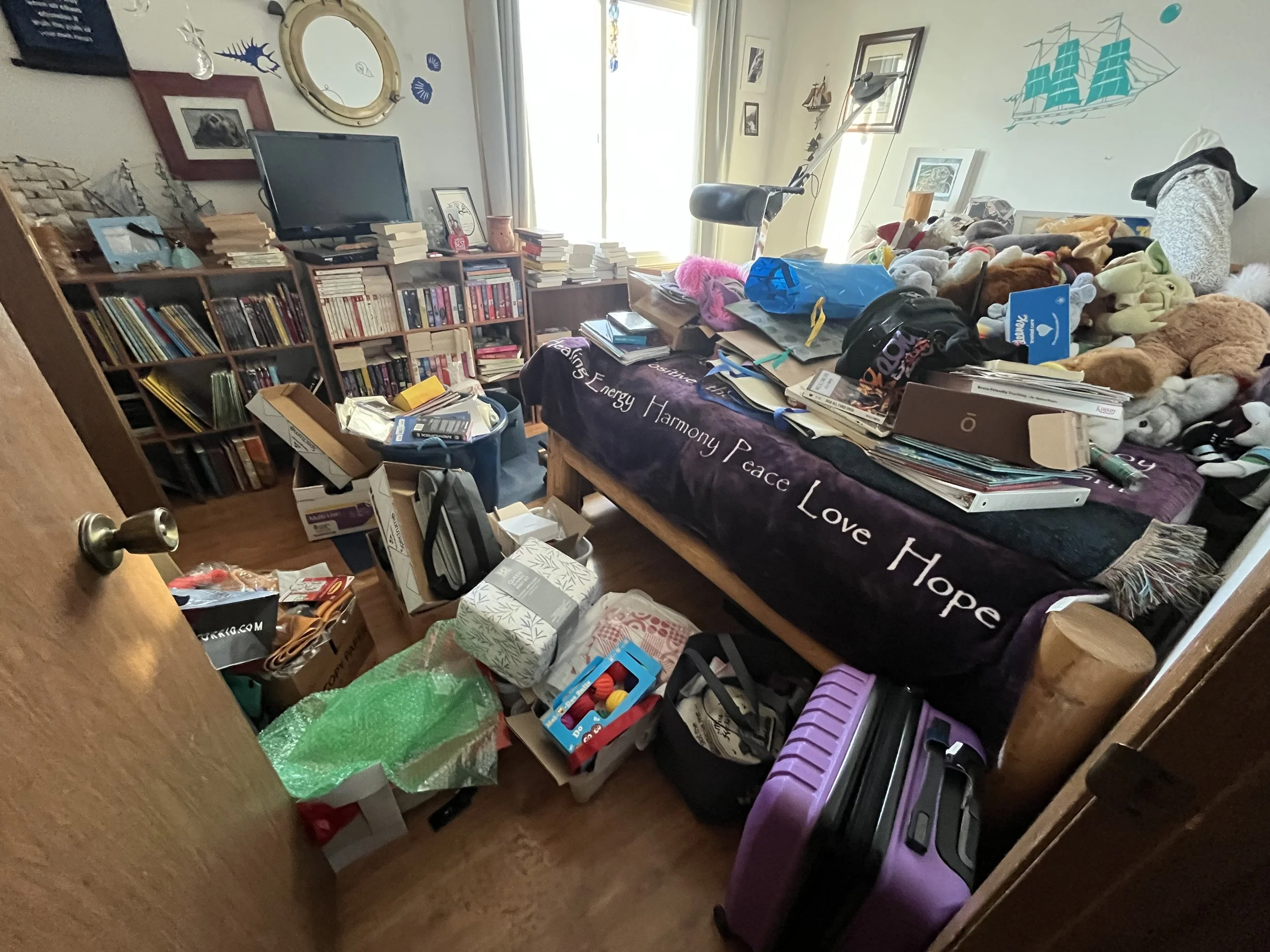 Bedroom before decluttering and organizing