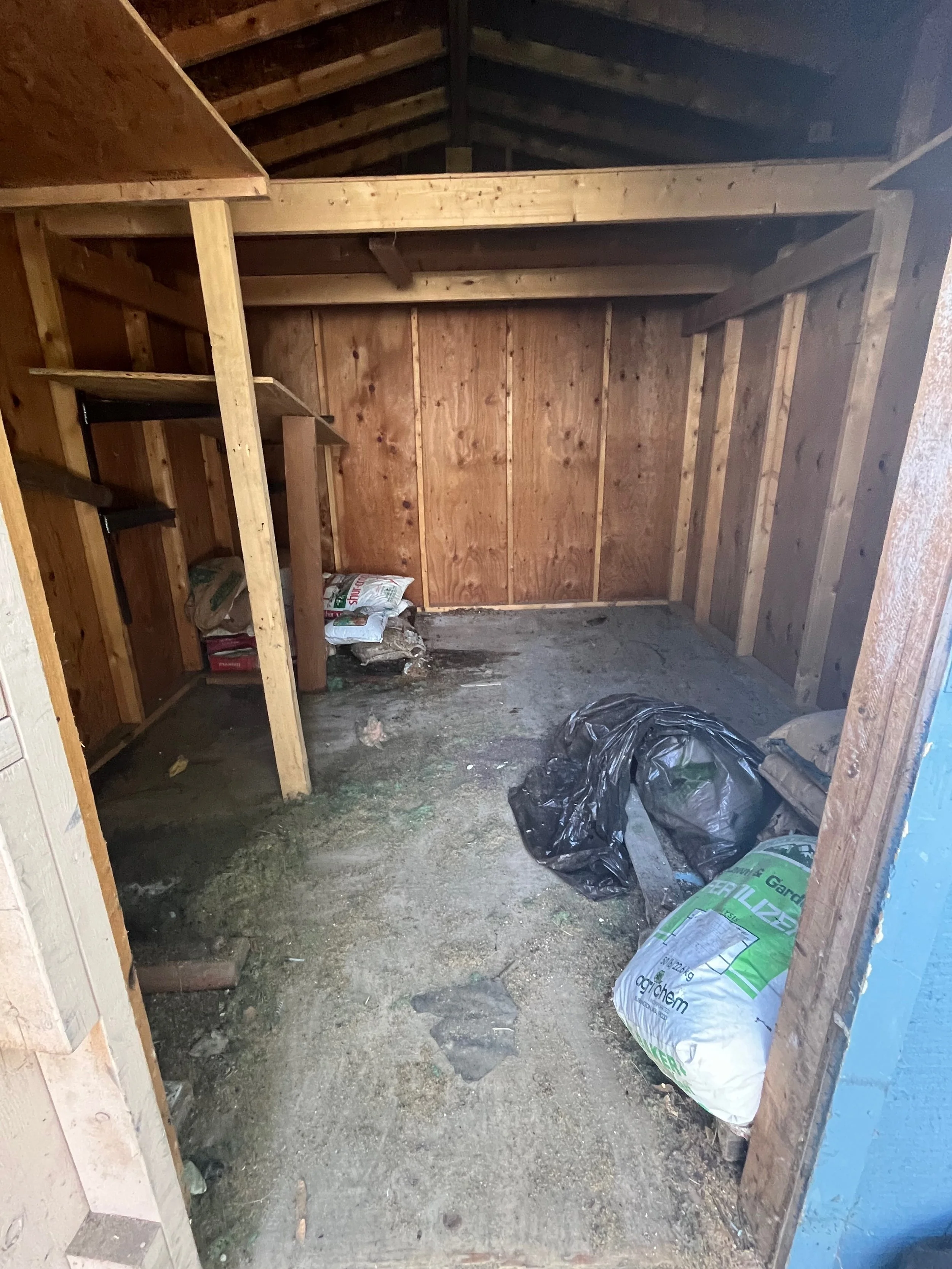 Storage shed after clear-out