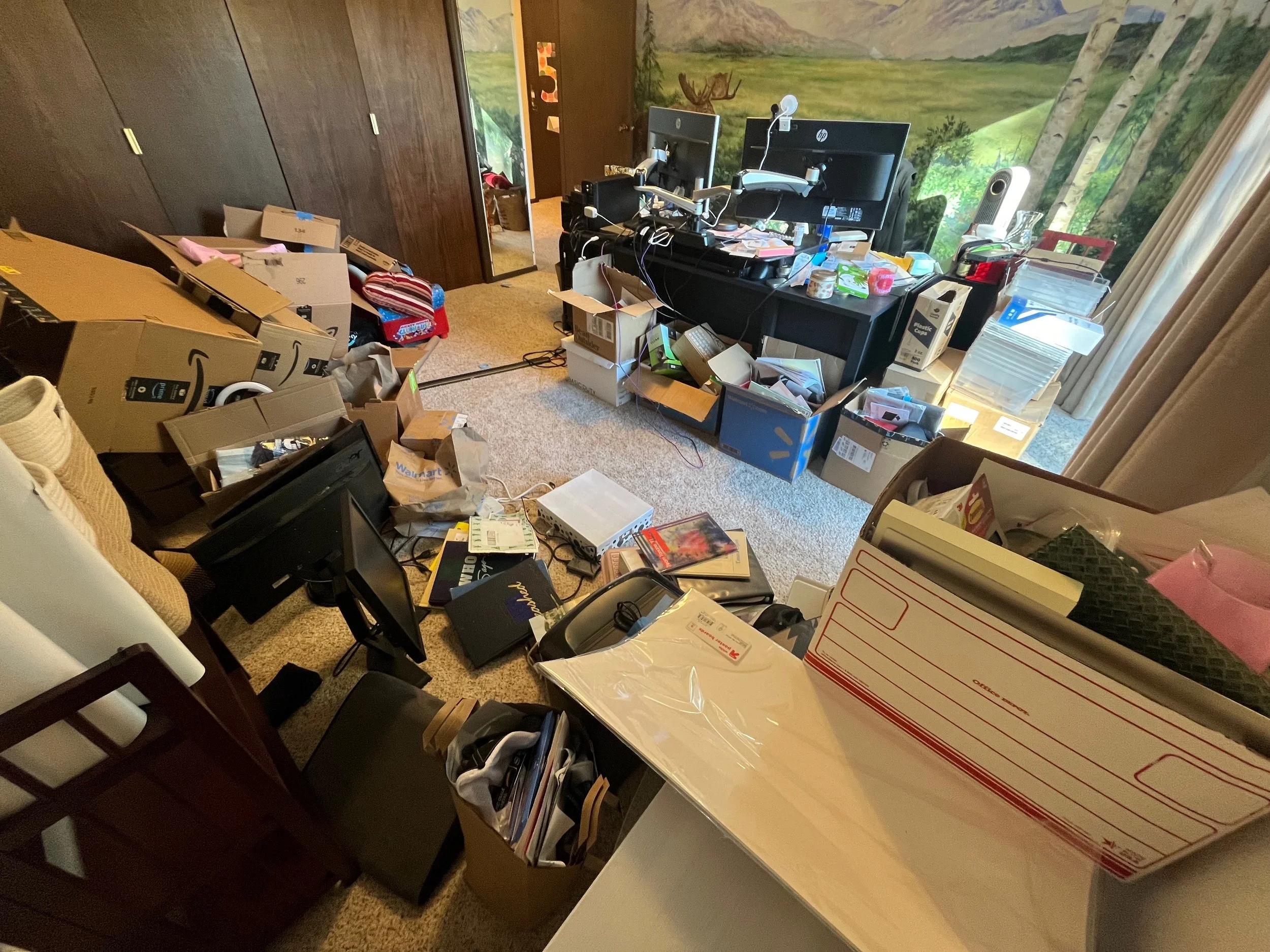 Office before decluttering and organzing