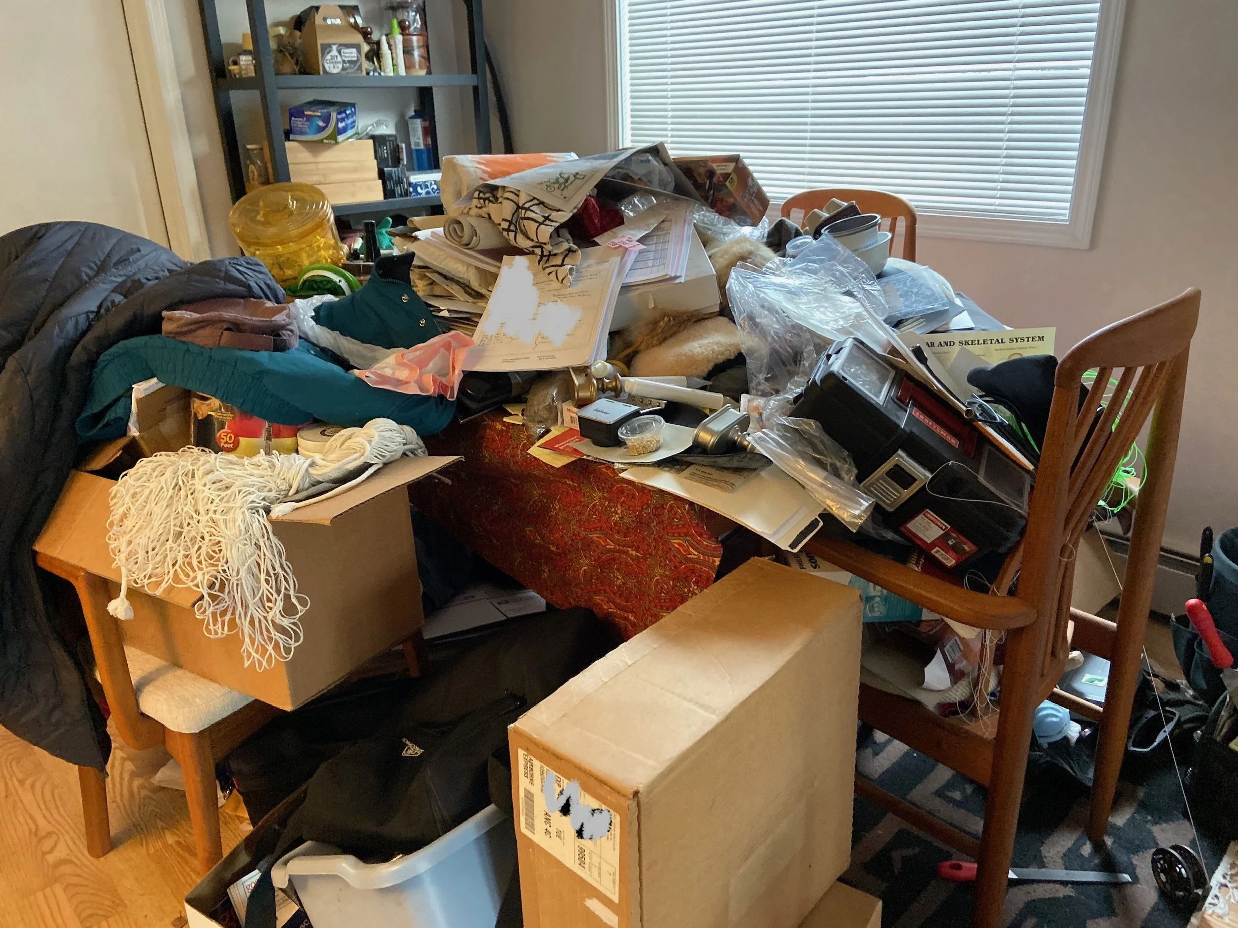 Kitchen table before decluttering