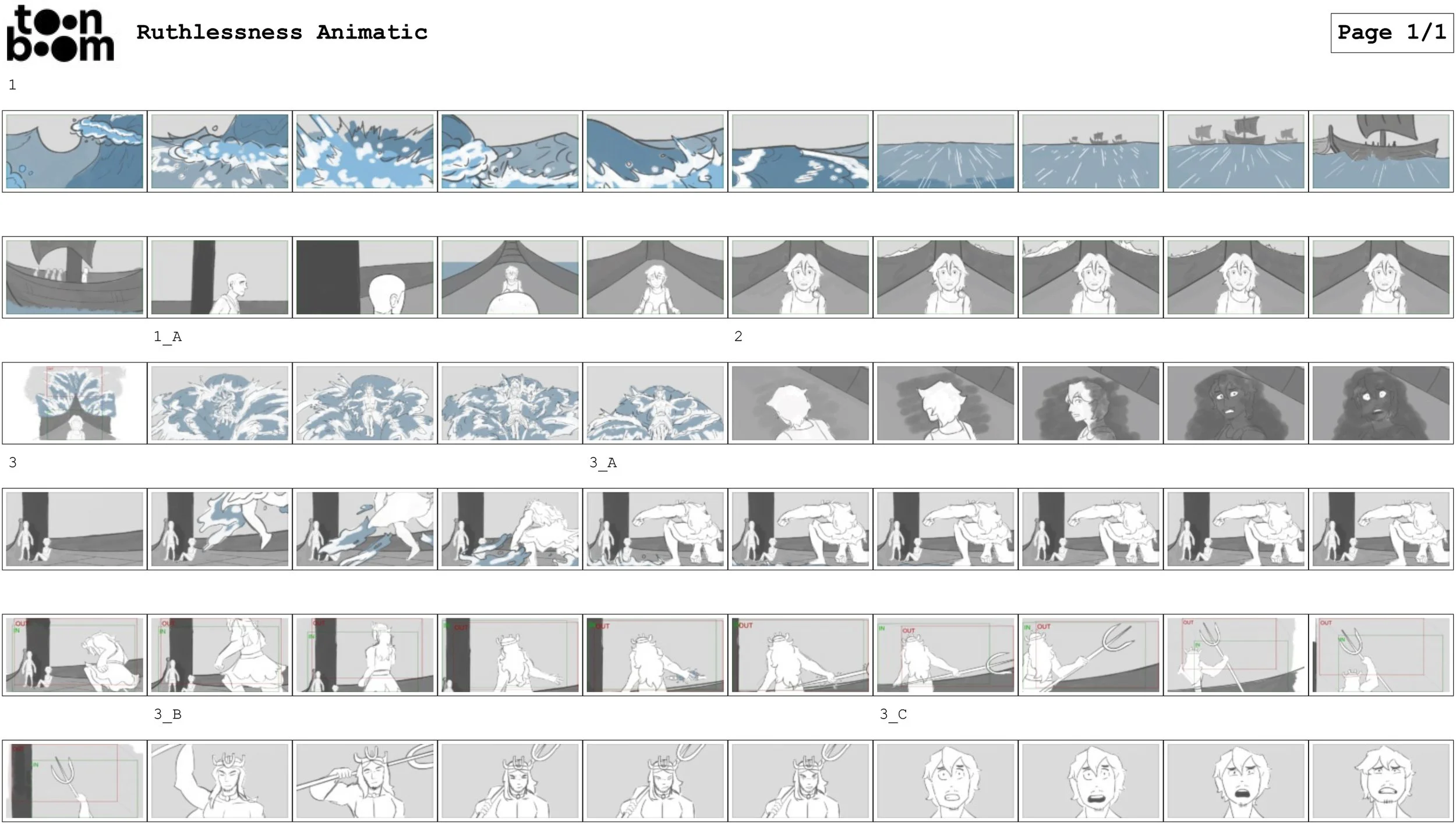 This was a sequence for my SCAD portfolio. I really love the musical EPIC the musical, and this was the opening of the song Ruthlessness where we encounter Poseidon, the Greek god of the sea. I wanted to capture the power that the song gives for his 
