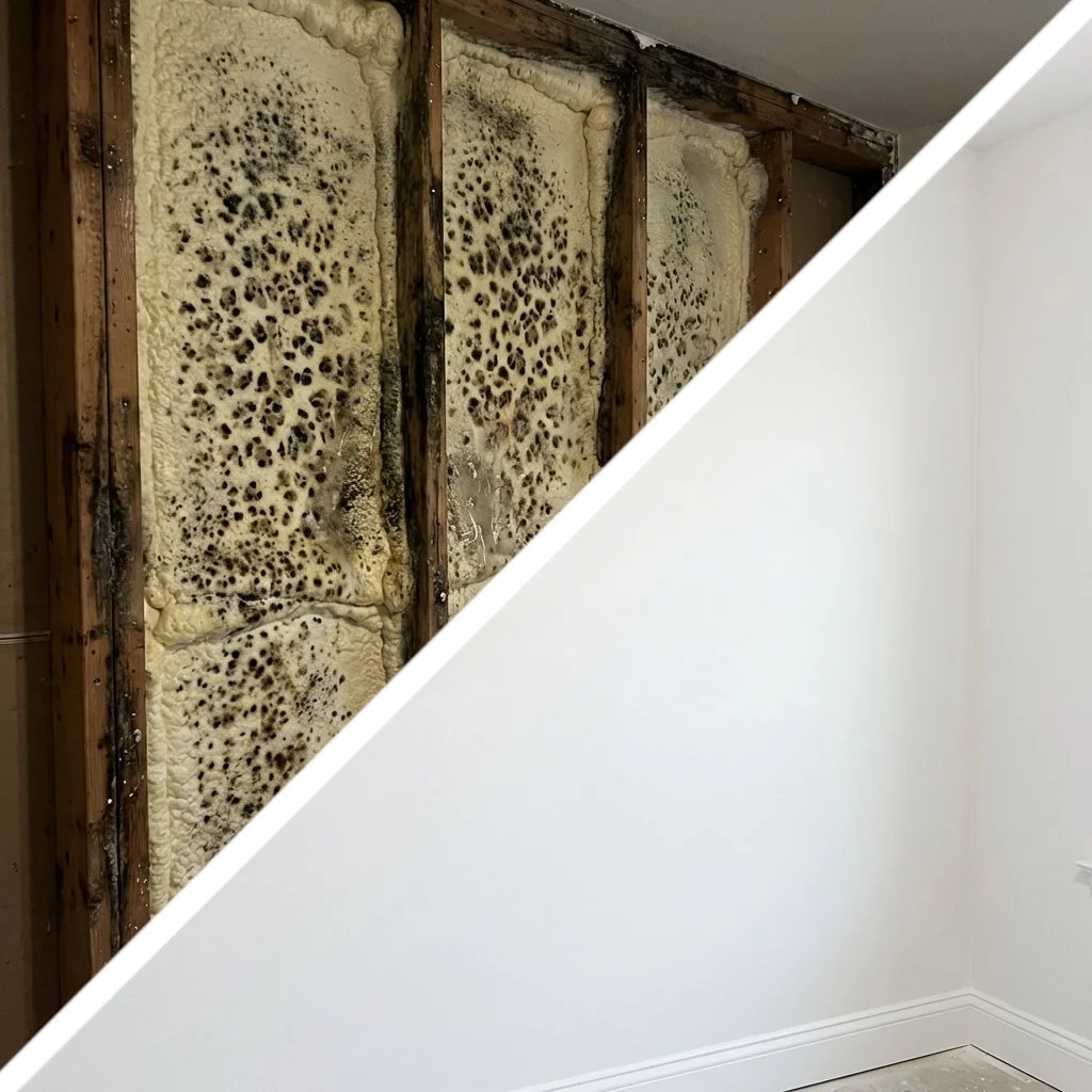 thermal imaging found black mold in wall before, cleaned up safe wall in home after