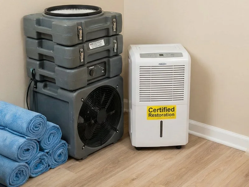 Water damage restoration equipment and dehumidifiers used by Penobscot Cleaning Services in Penobscot County Maine