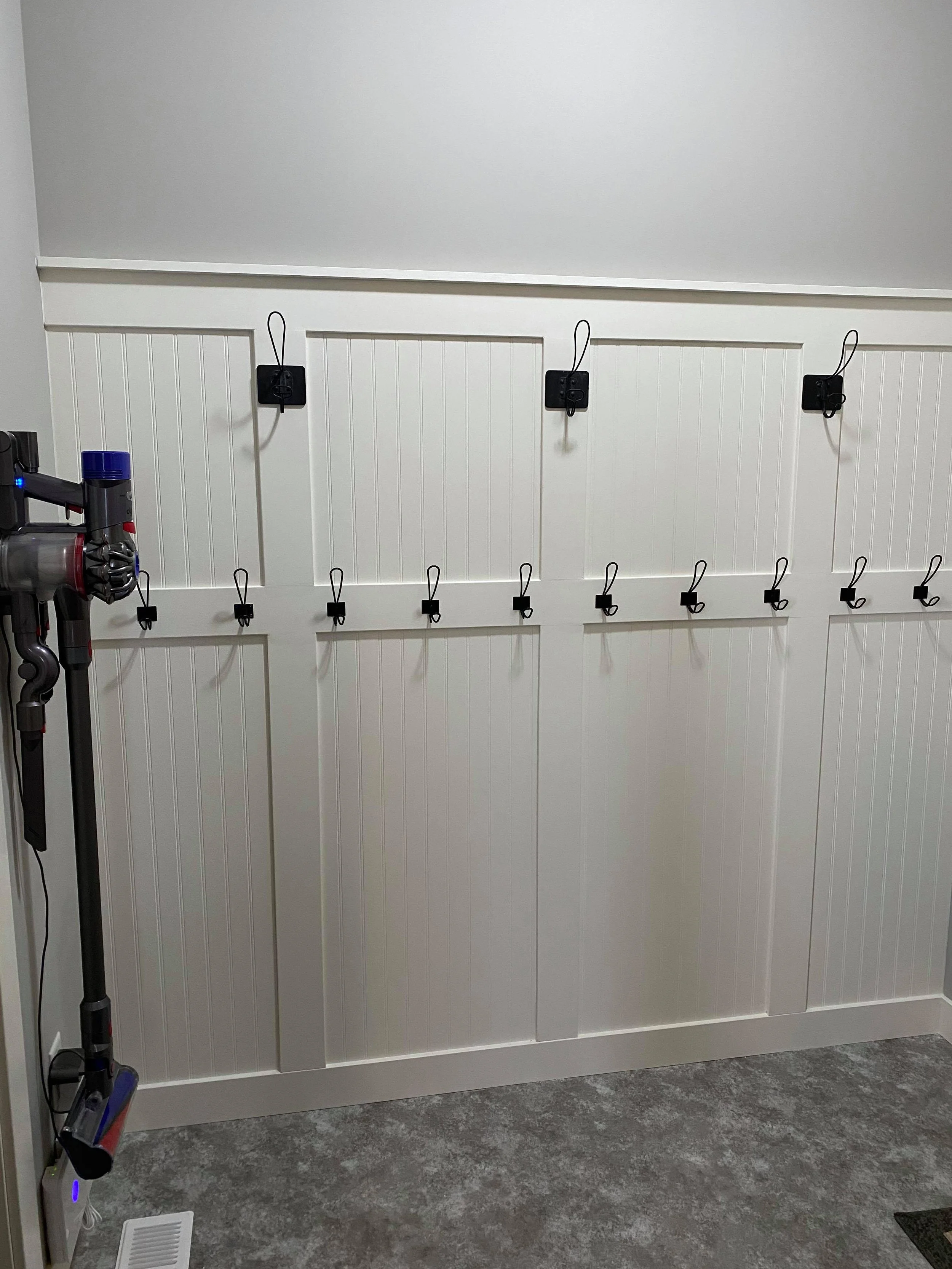 Mudroom functional wainscoting  