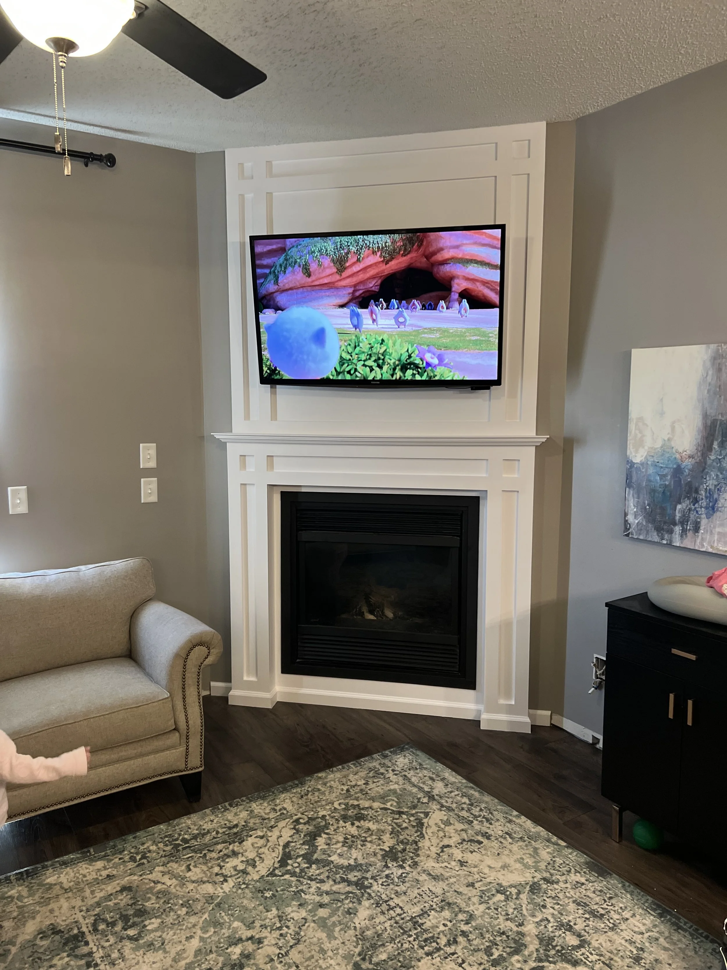 Built out fireplace mantel and accent