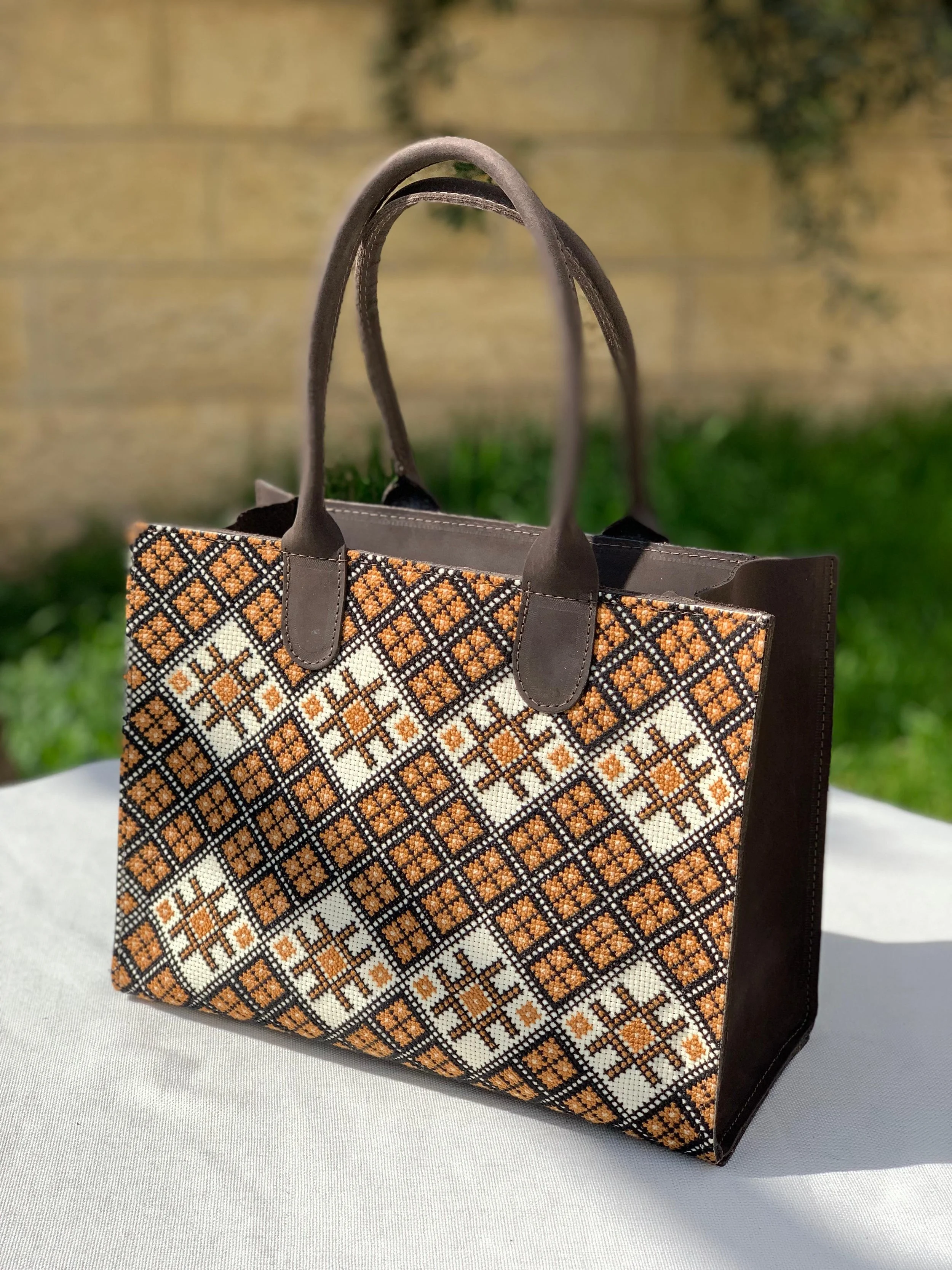 Doaa Tote Bag - Carmel  (The fertile land), Chocolate  Brown