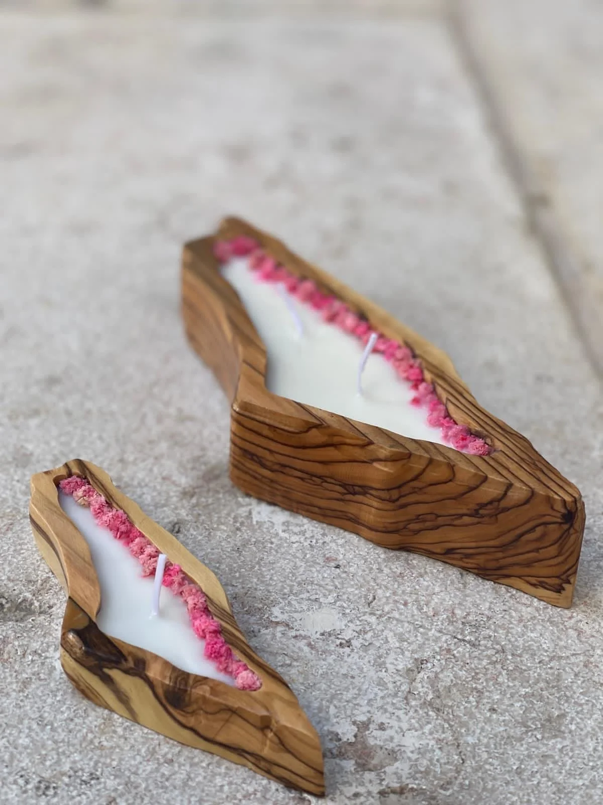 Olive Wood Palestinian Map Candles