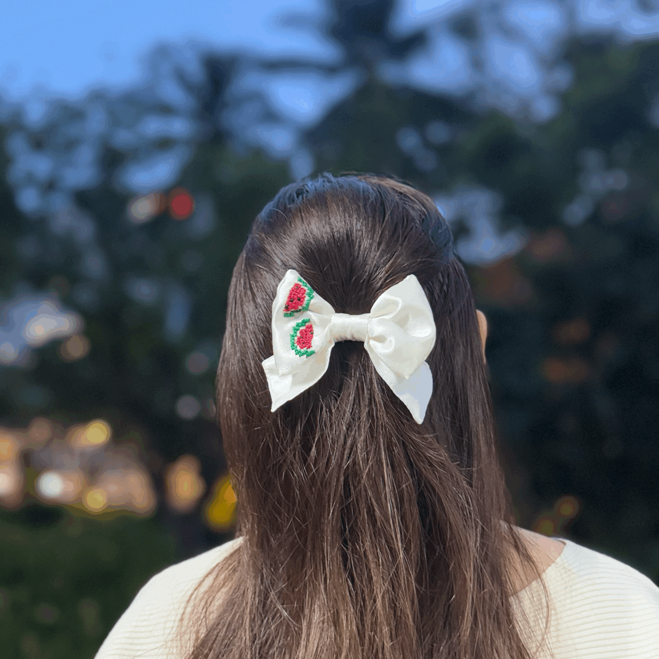 Mini Tatreez Hair Bows by S