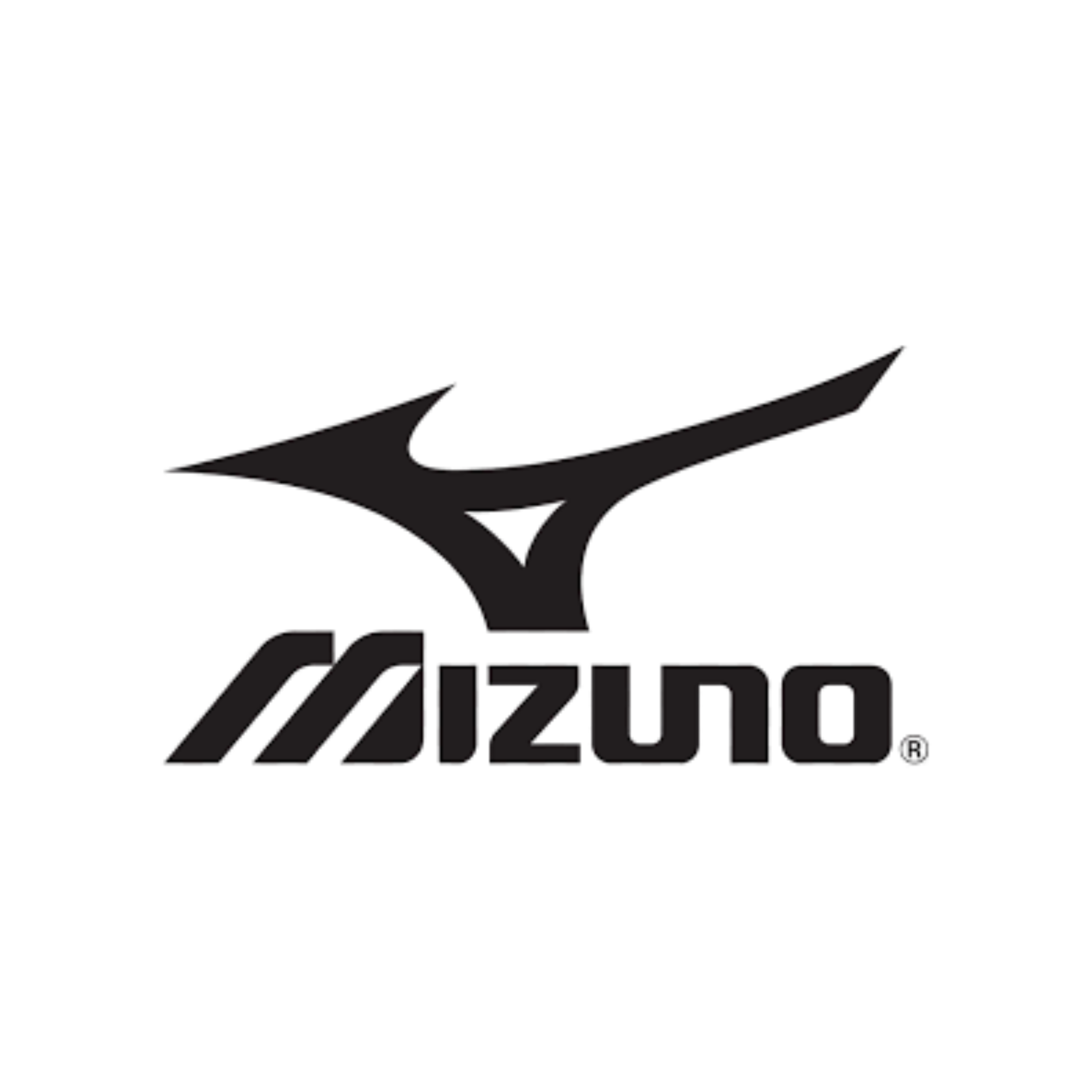 Mizuno logo with stylized soaring bird above the word 'Mizuno' in bold font.