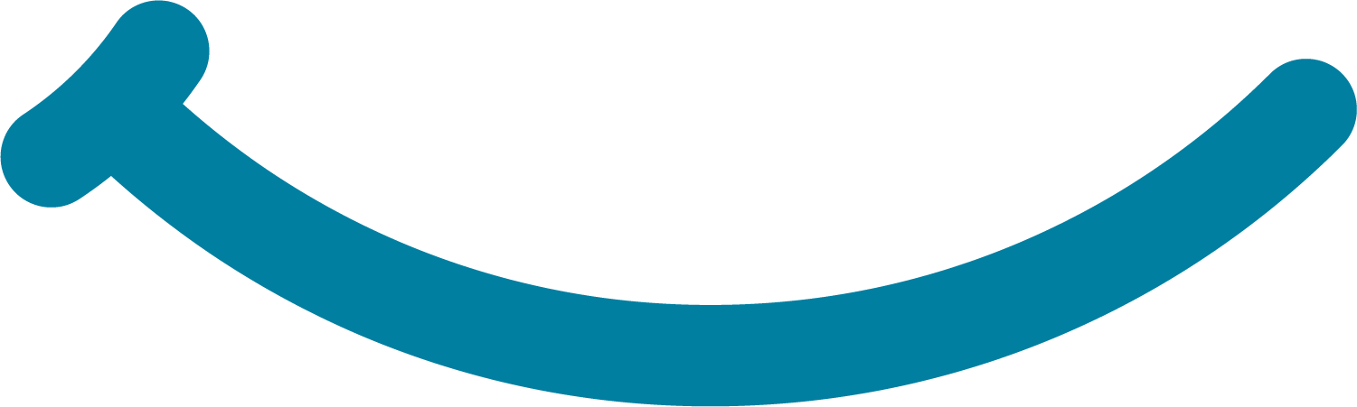 A simple, black curved arrow pointing to the right with a blue segment at the arrowhead York Region Orthodontics