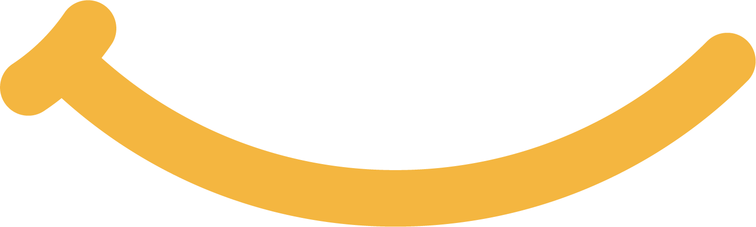 A yellow, smiling, curved line resembling a happy face or a smile.