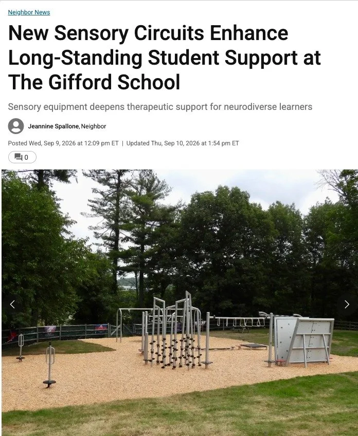 Students start the school year with more opportunities to move, play, and learn! 

To learn more about how our Sensory Circuits are bringing new energy to Gifford&rsquo;s classrooms and campus you can read the full article at https://patch.com/massac
