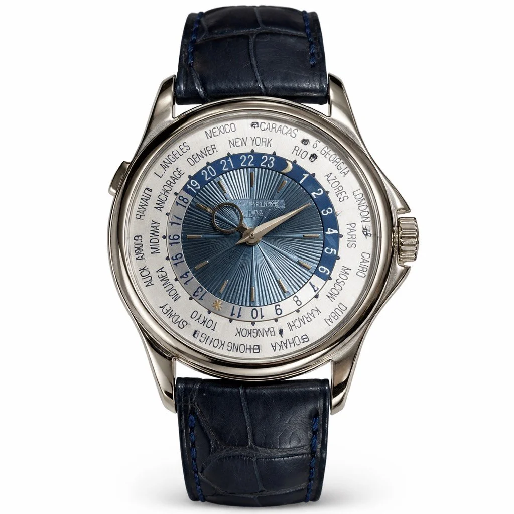 Patek Philippe World Time – White Gold with Blue Guilloché Dial