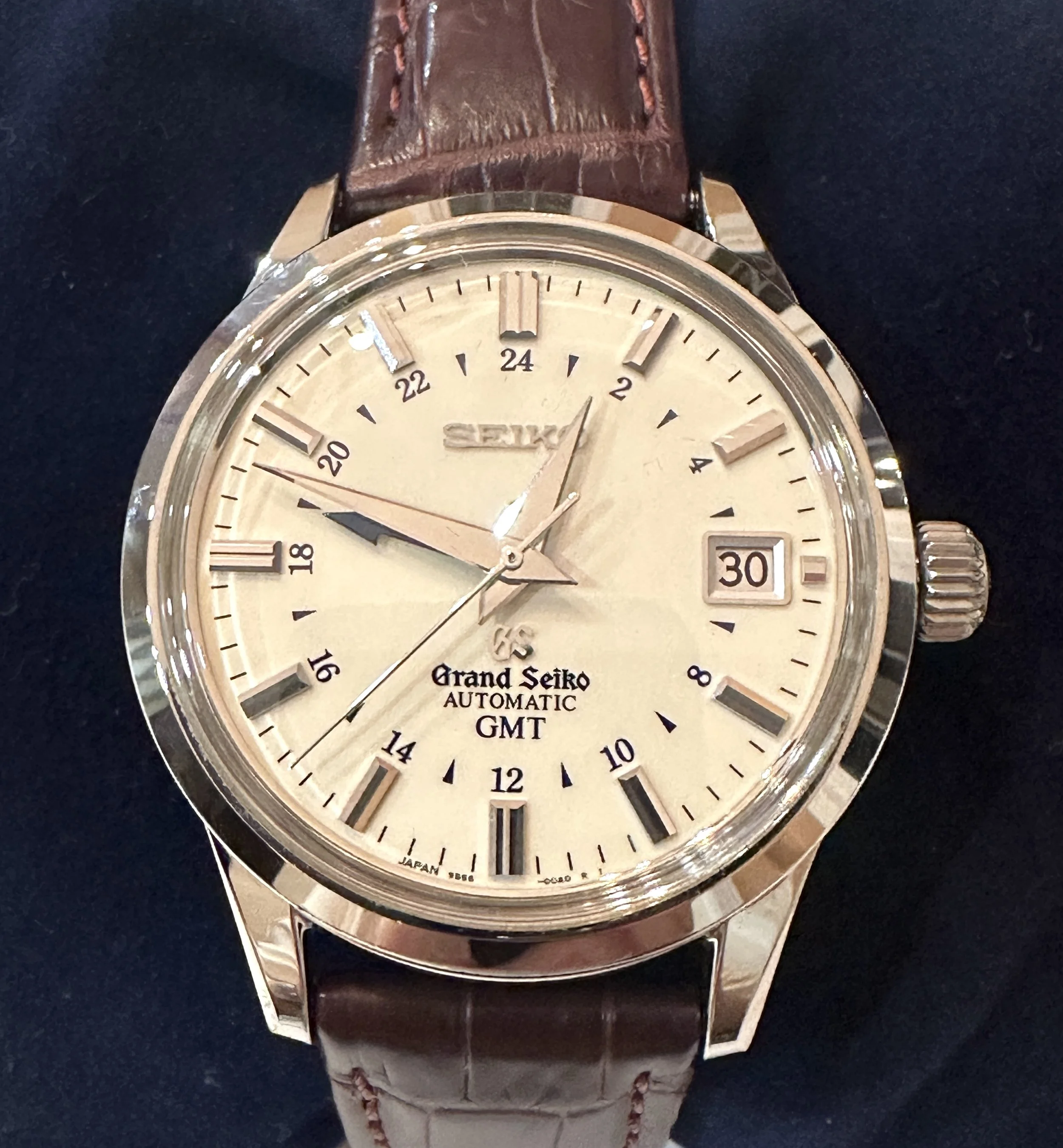 Grand Seiko Automatic GMT – Stainless Steel – Silver Dial – Leather Strap