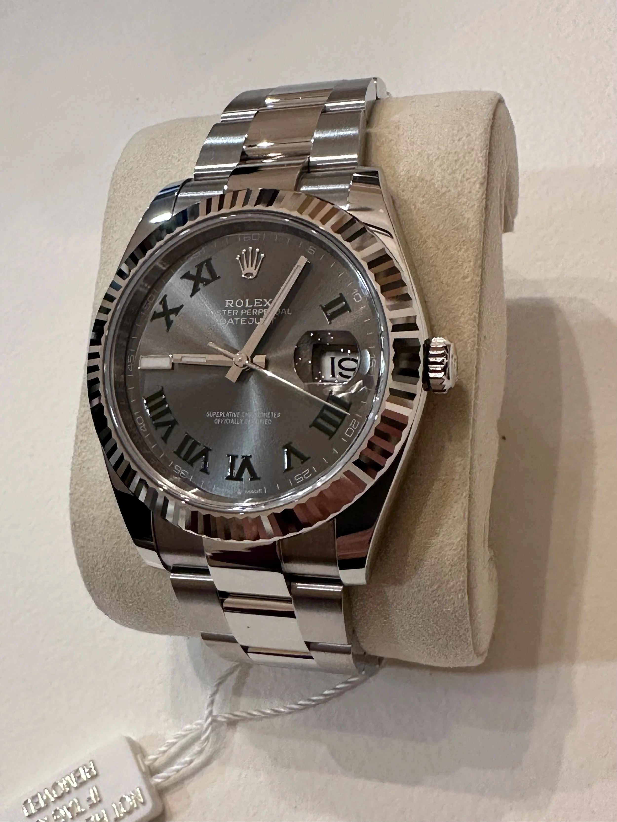 Rolex Datejust 41 – Stainless Steel – Fluted Bezel – Dark Rhodium Roman Dial