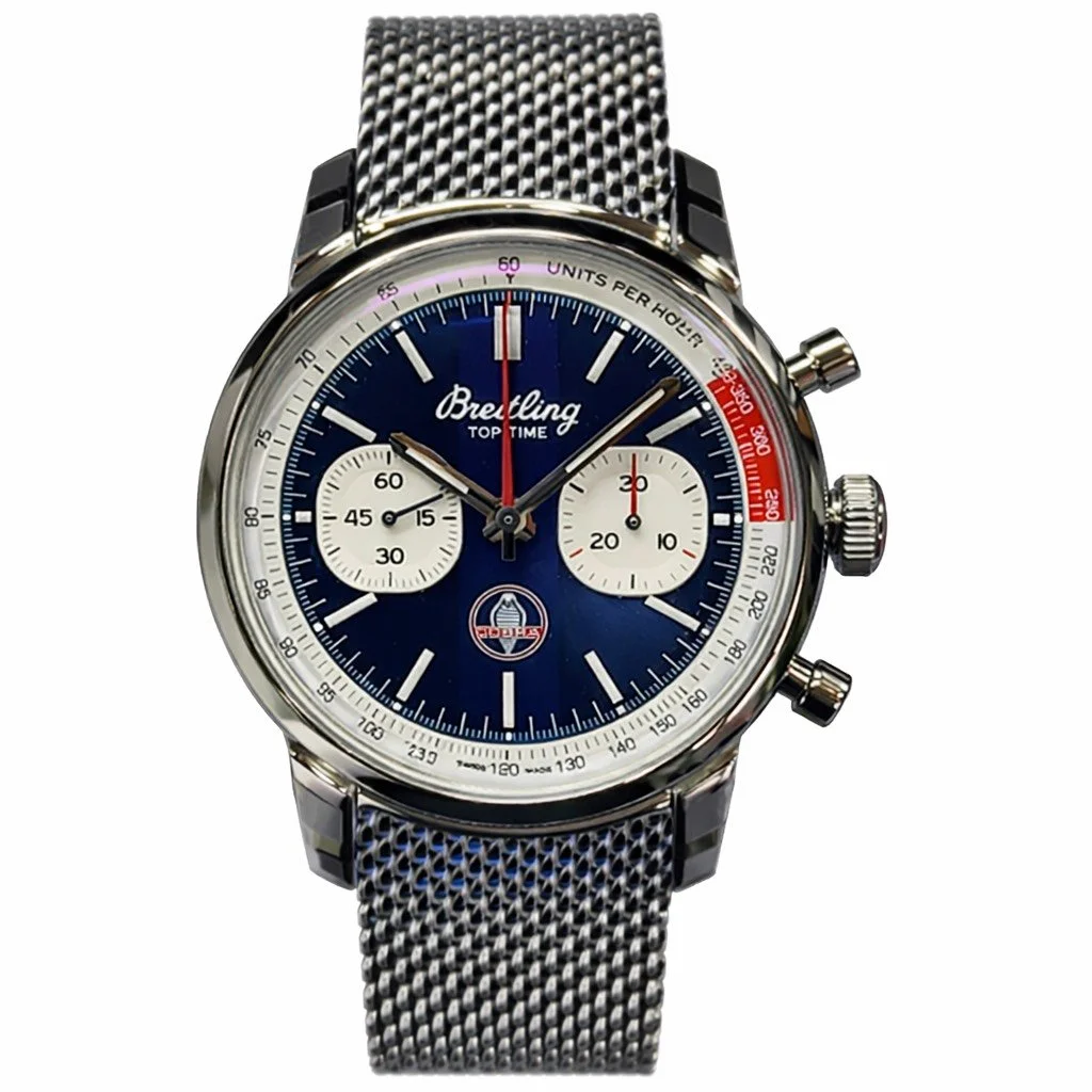 Breitling Top Time Chronograph – Blue Dial on Stainless Steel Milanese Bracelet
