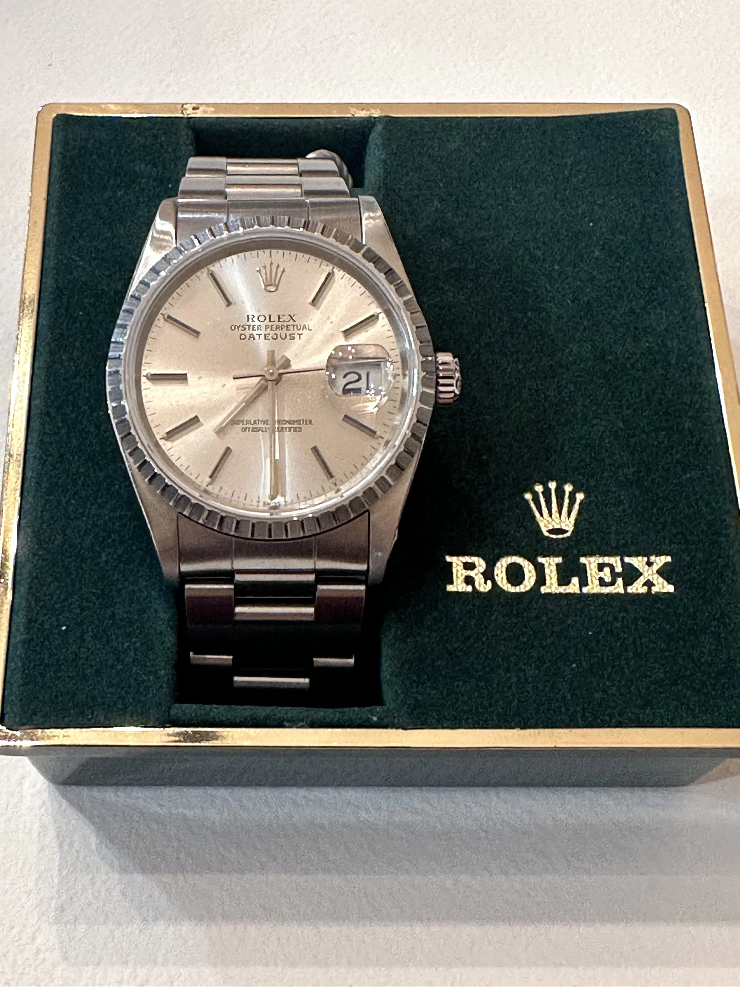 Rolex Datejust · 36 mm · Stainless Steel · Engine-Turned Bezel · Silver Dial · Oyster Bracelet With Original Rolex Papers