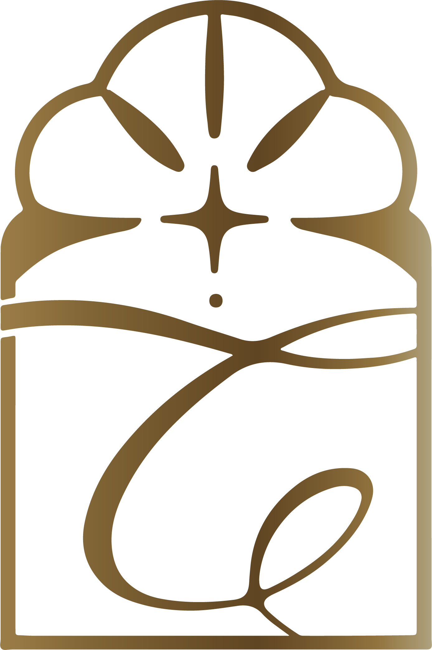 Minimalist line drawing of a gift box with a bow, in gold color.