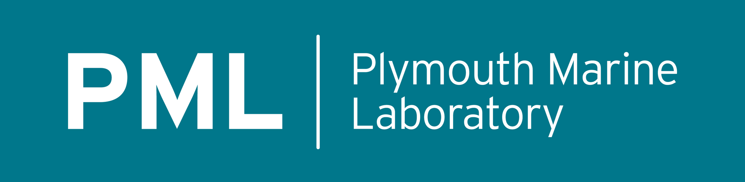 Logo for Plymouth Marine Laboratory with teal background and white text.