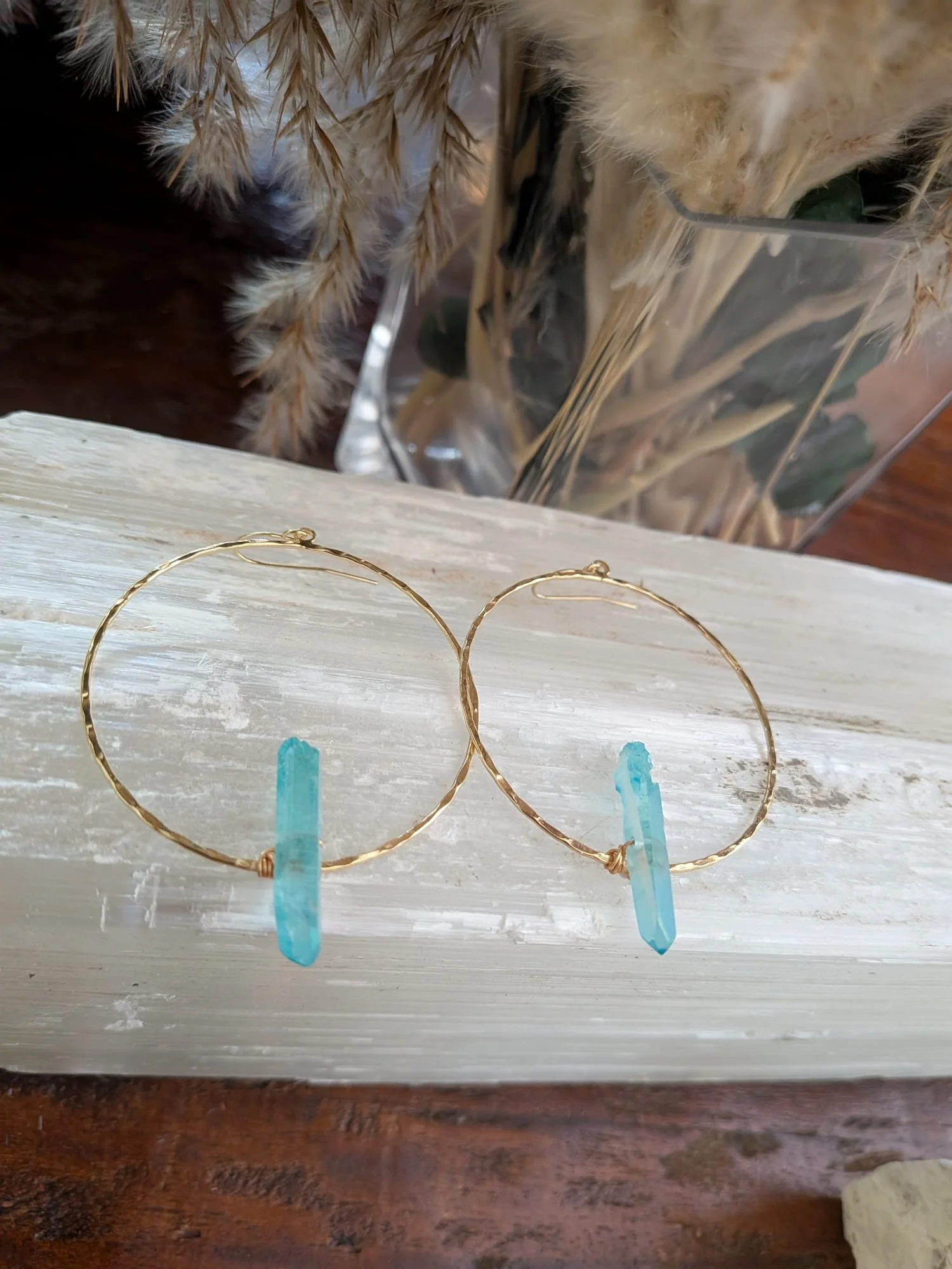 Magdalene Aqua Aura Hoops 2"