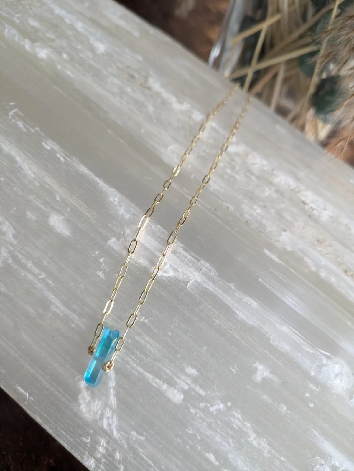 Petite Aqua Aura Magdalene Necklace
