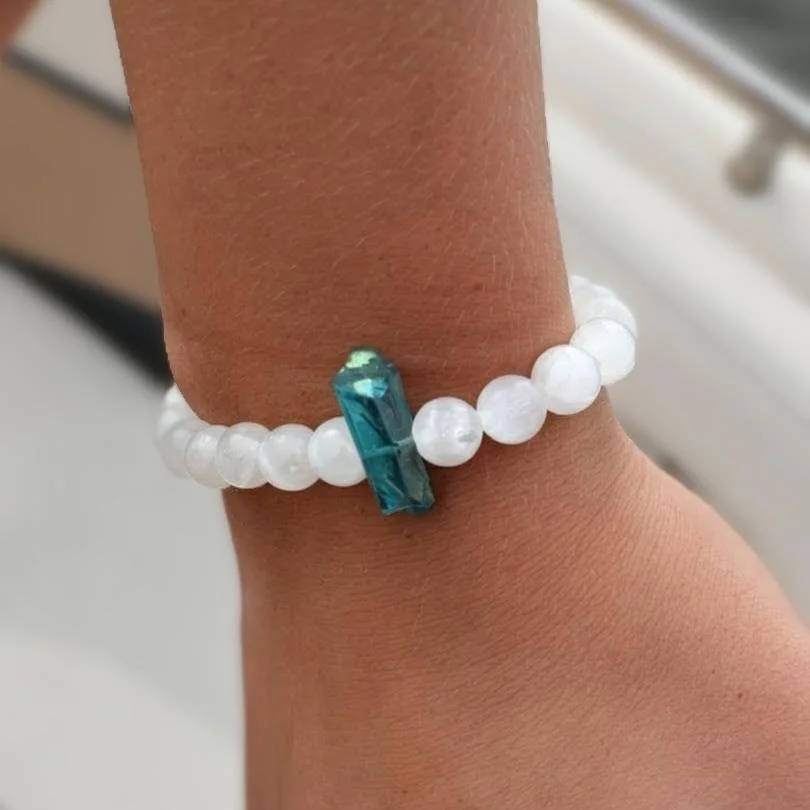 Magdalene Selenite & Aqua Aura Bracelet
