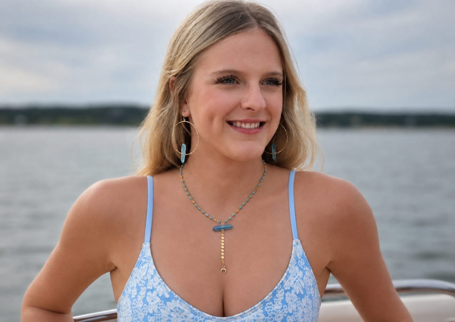 Aqua Aura Magdalene Lariat Necklace