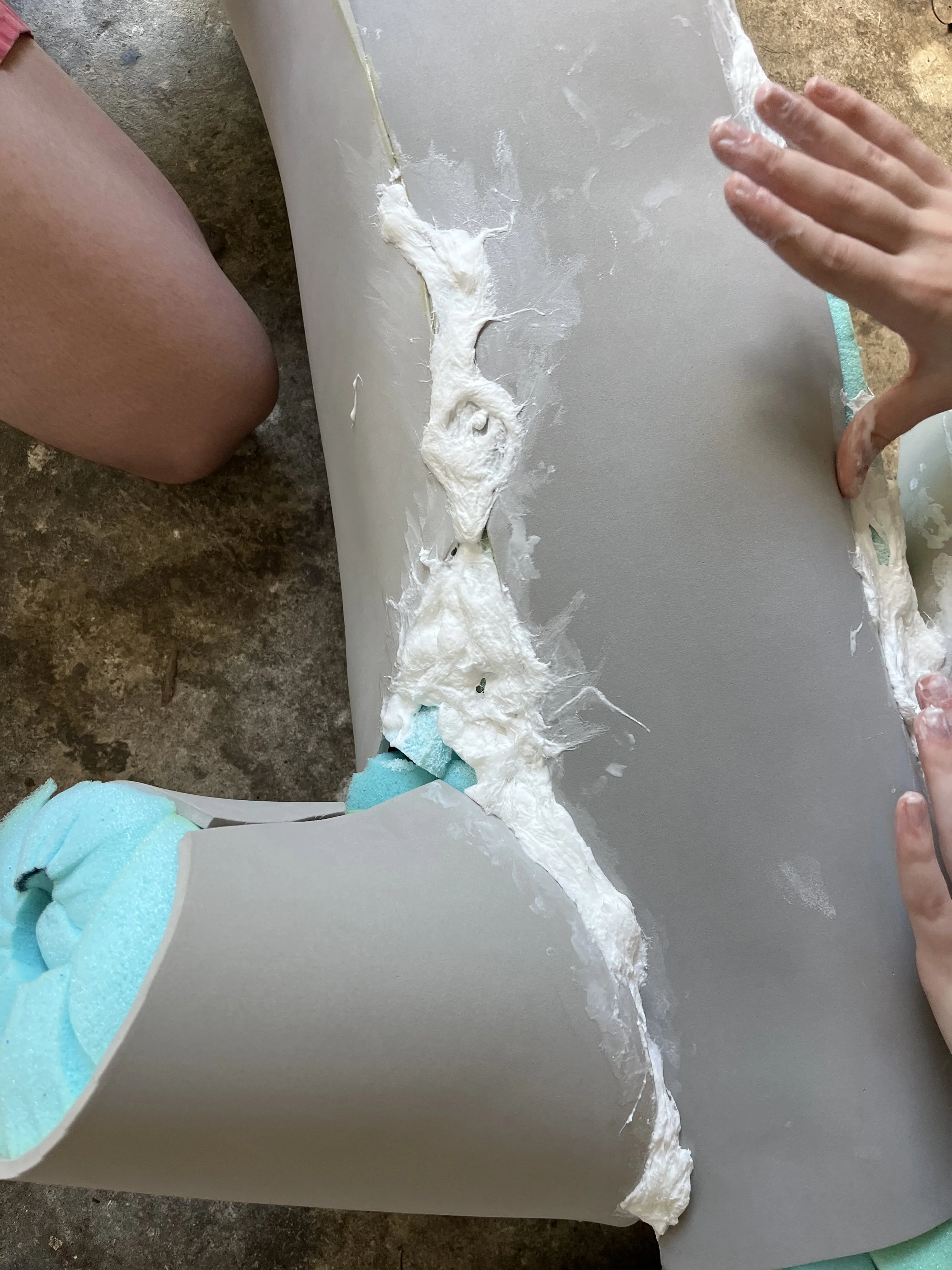 Mix of cotton and glue creates torn tissue texture