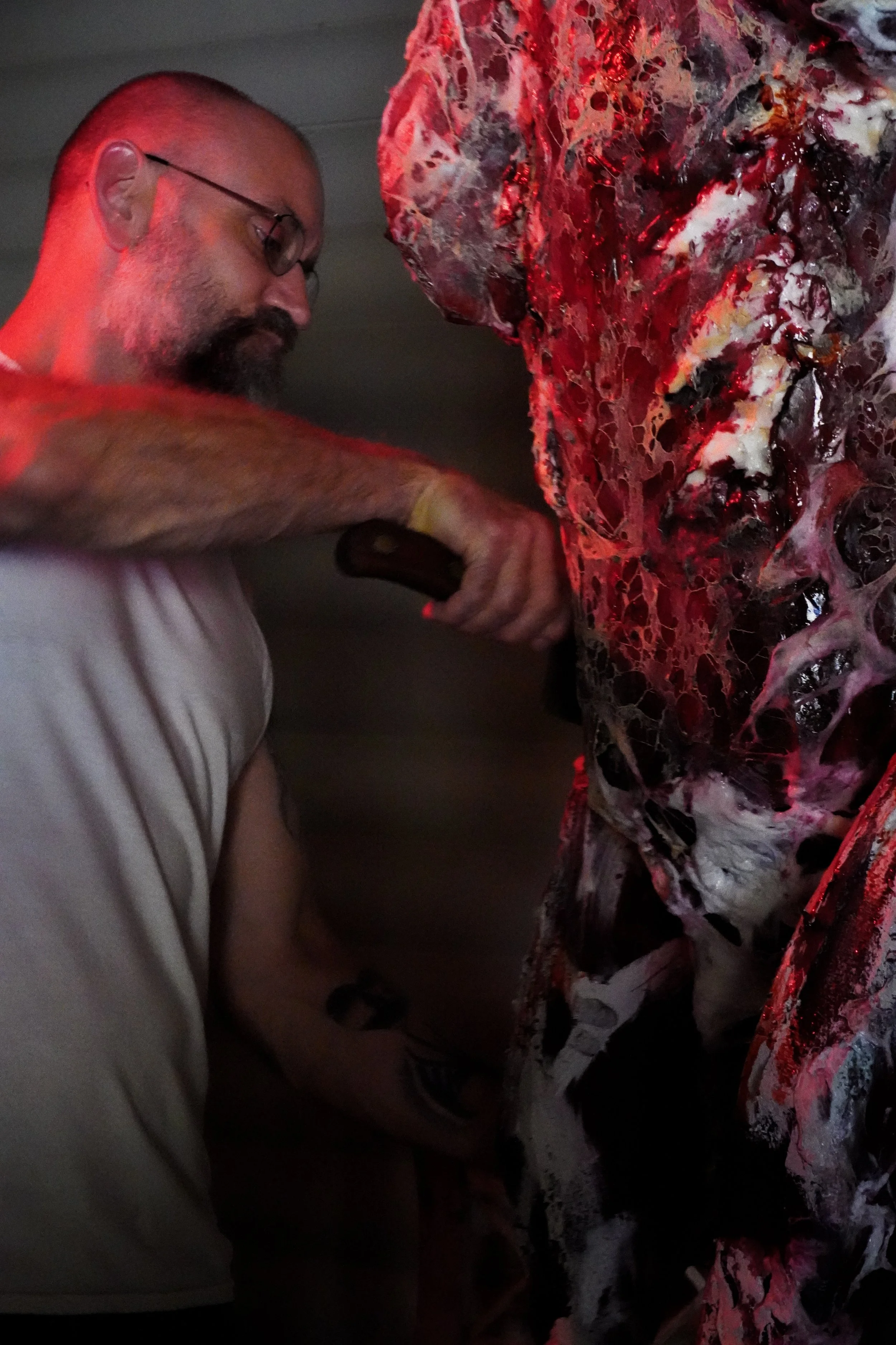 Deer being cut
