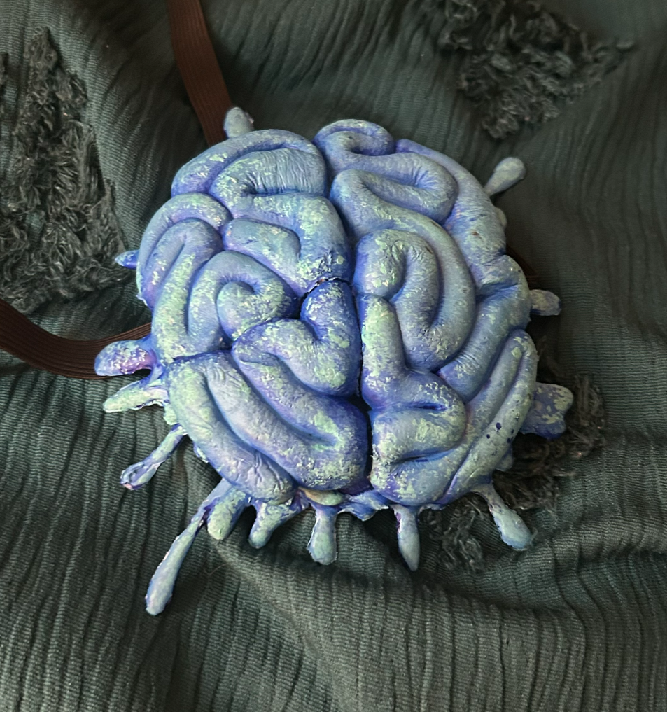 Alien brain made from foam clay and acrylic paint