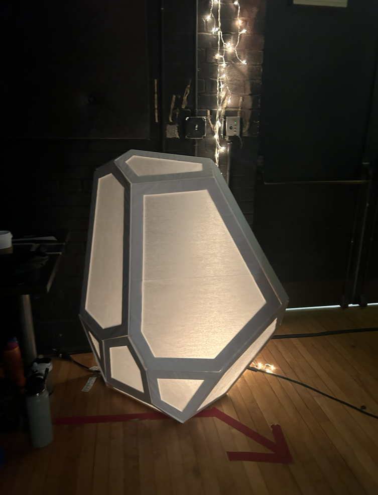 Glowing Asteroid made from foam board and tracing paper