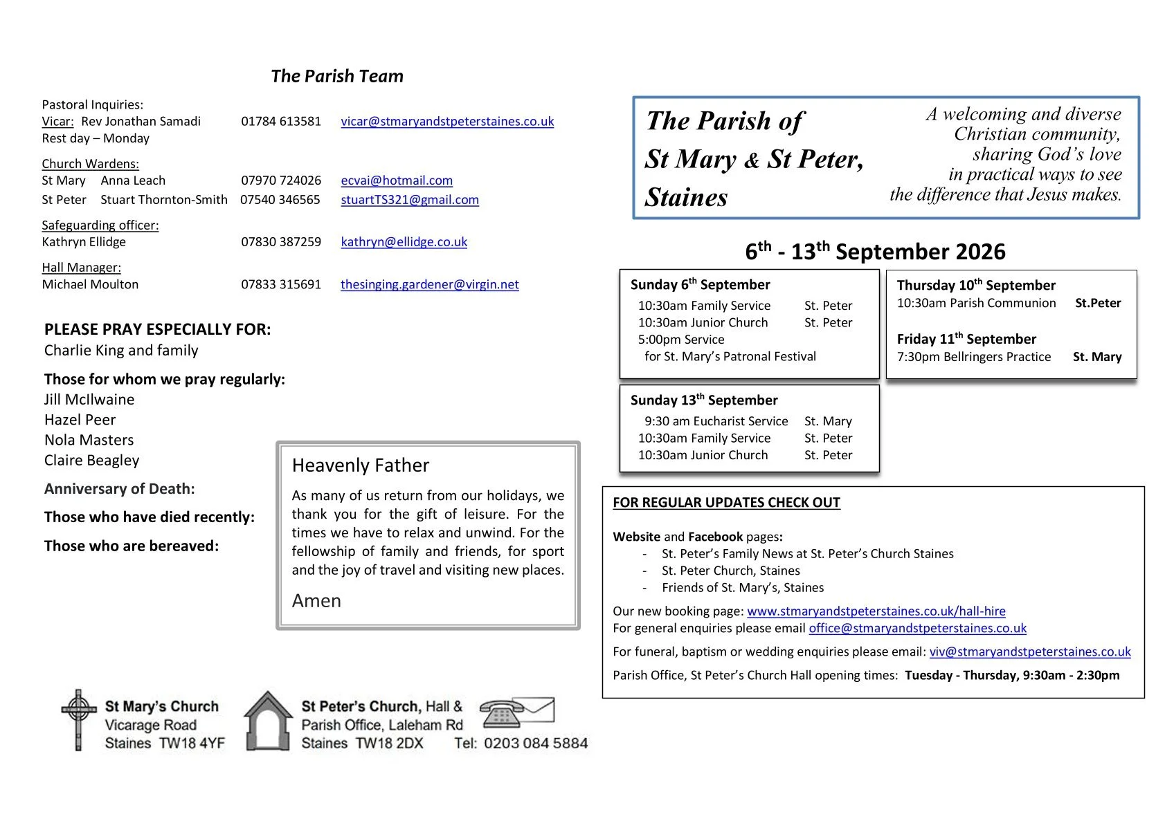 Newsletter 6-11 September 2026