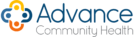 Logo of Advance Community Health with a connected shape icon and text