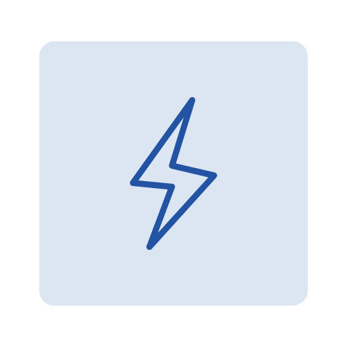 Icon of a blue lightning bolt.