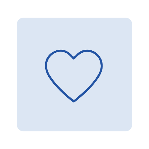 Outline of a heart inside a gray square with rounded edges.