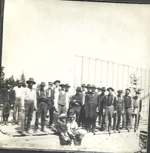 c.1905 People from all over St. Joseph Island came to help the parishioners of St. Boniface build their church. It went up in one day similar to barn raising in those days.