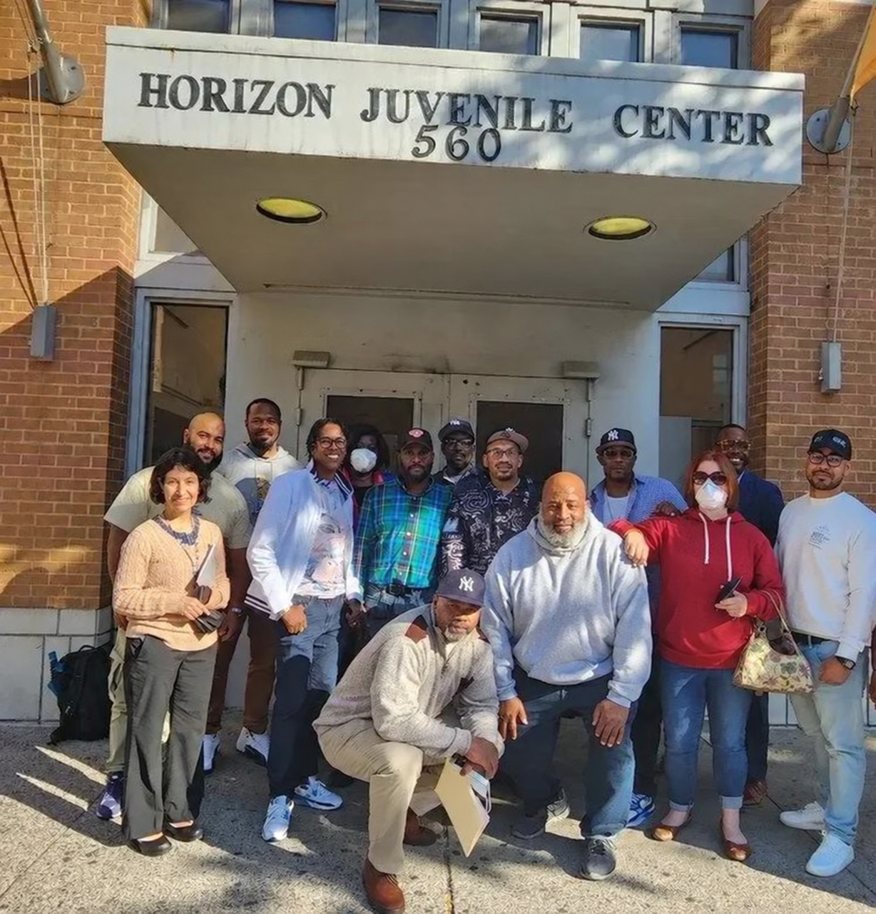 Community partners gathered outside the Horizon Juvenile Center.