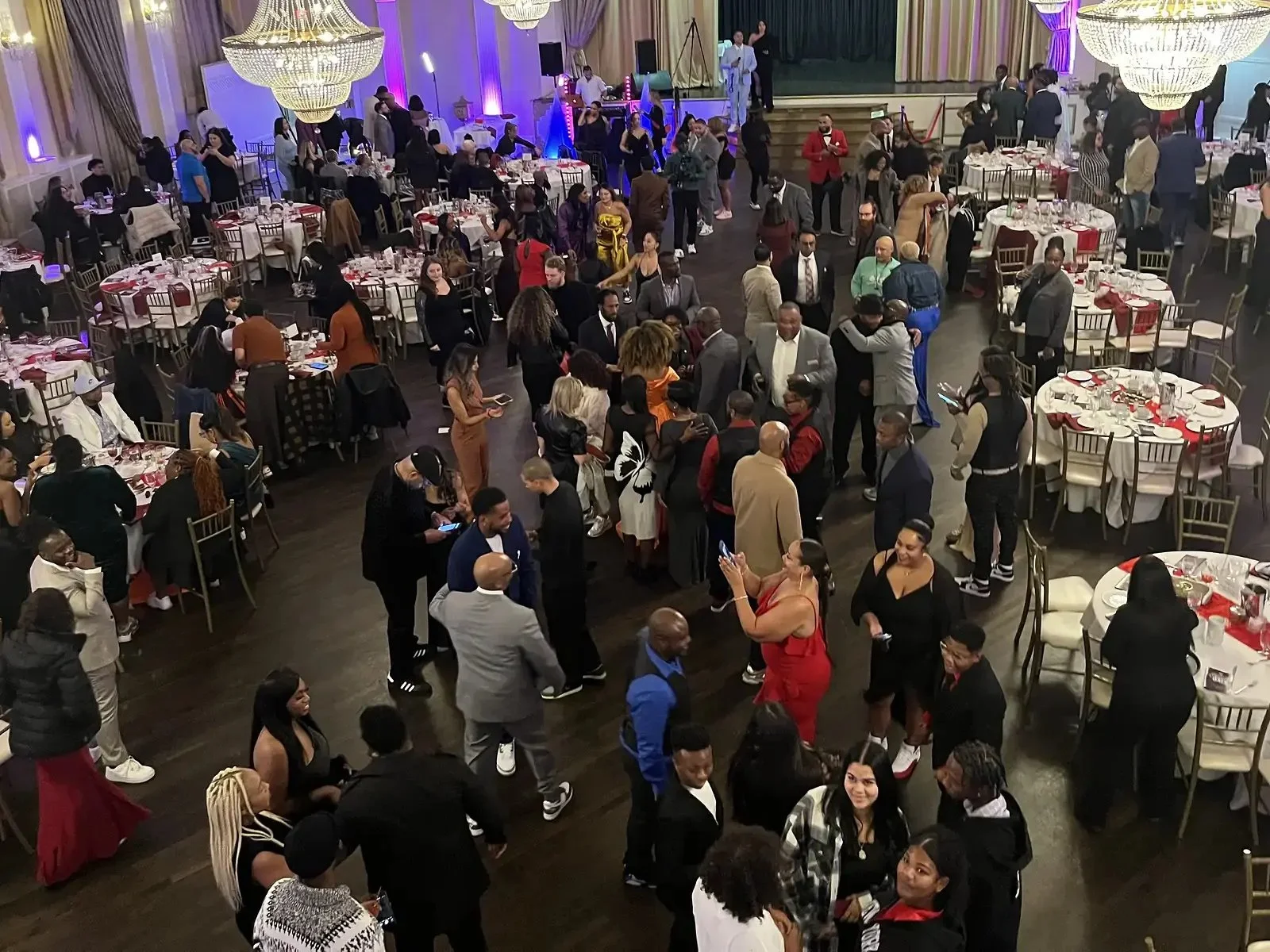 Community members gathered at a formal banquet event
