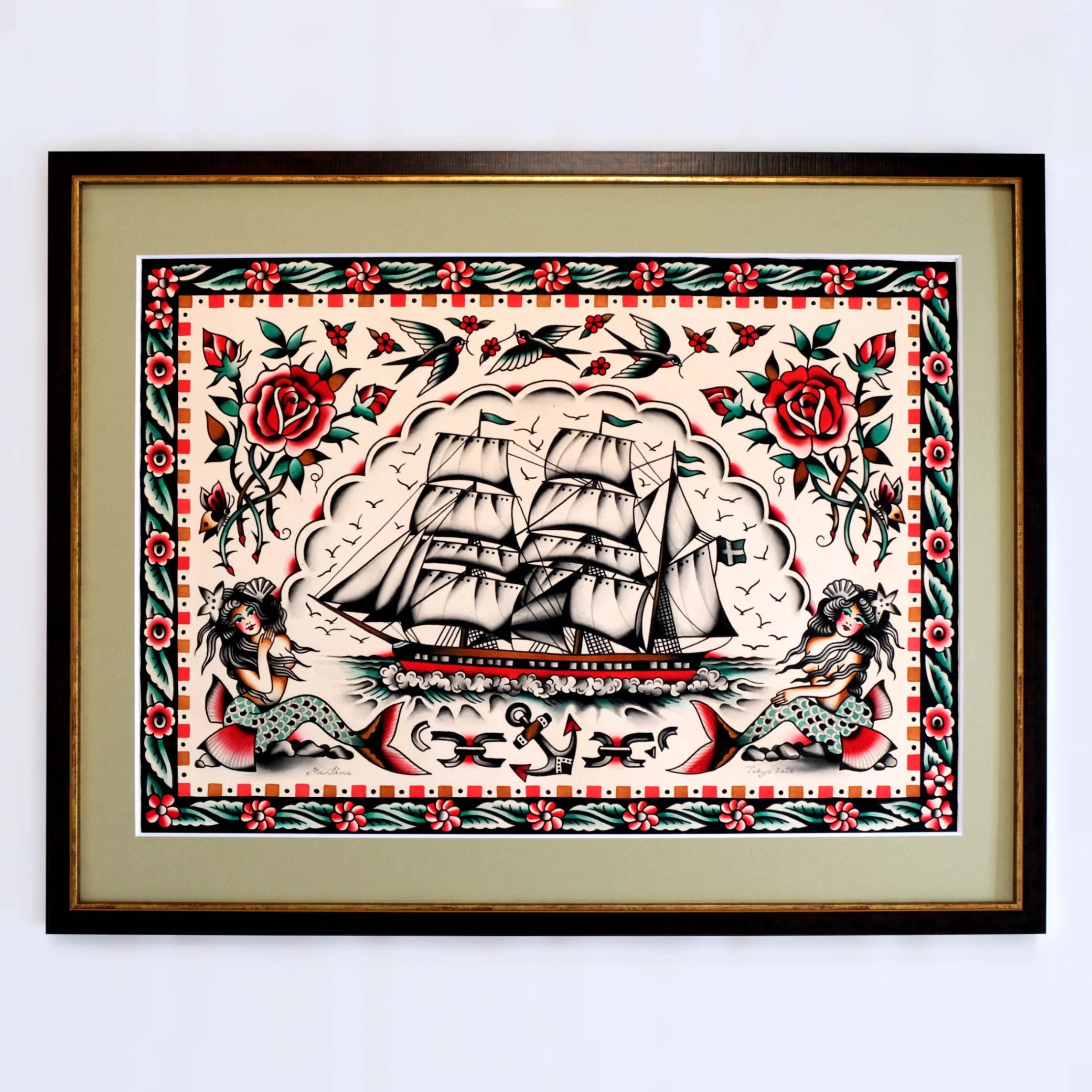 traditional-tattoo-artwork-flash-painting-ship-mermaid-roses-swallow-japan-sweden-folkart-international-shipping-electric-martina-sweden-folkart.jpg