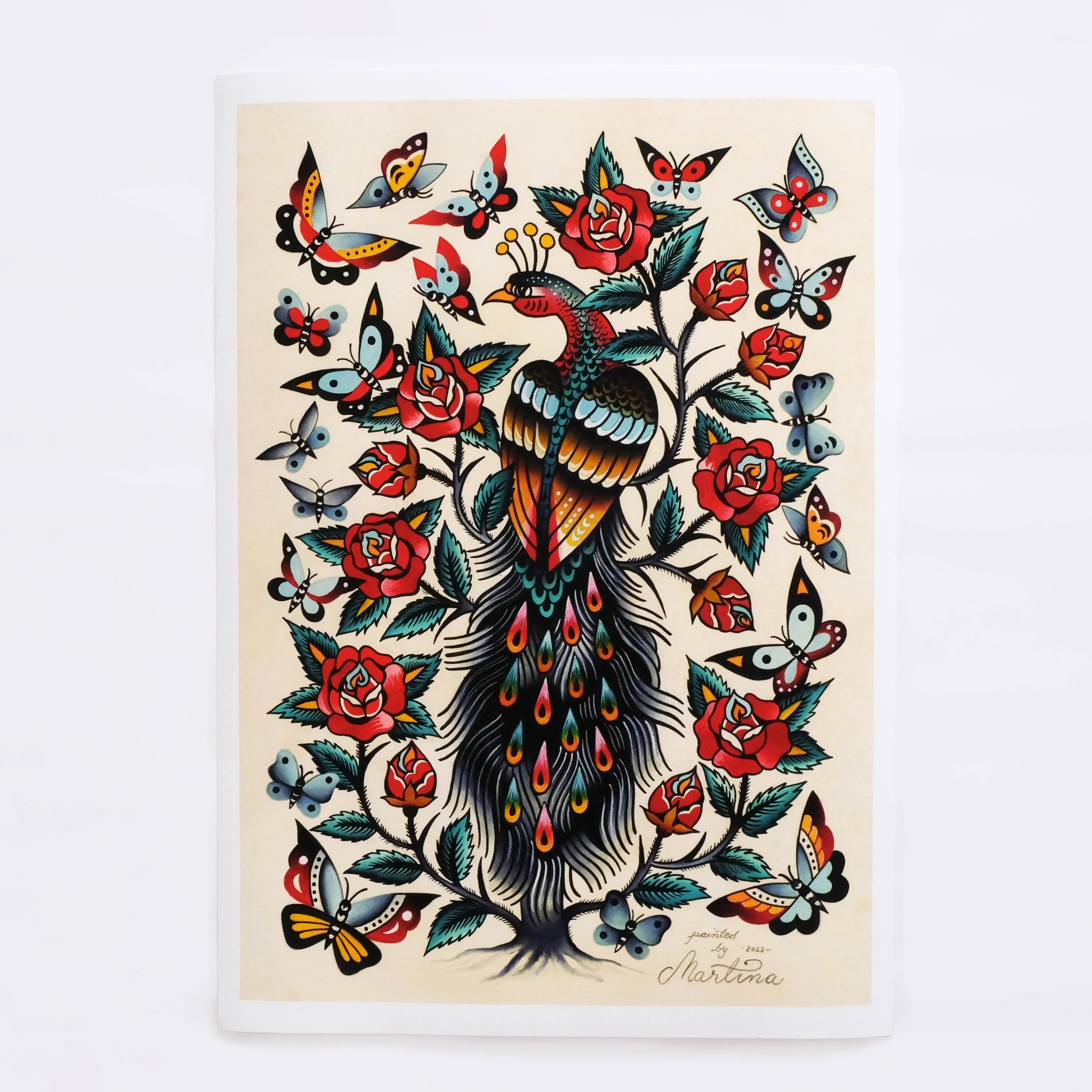 Peacock-butterfly-traditional-tattoo-painting-electric-martina-sweden-tokyo-folkart-rose-prints-worldwide-shipping.jpg