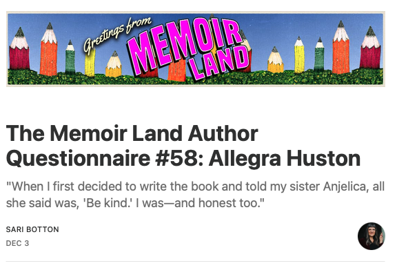 I answer the Memoir Land author questionnaire