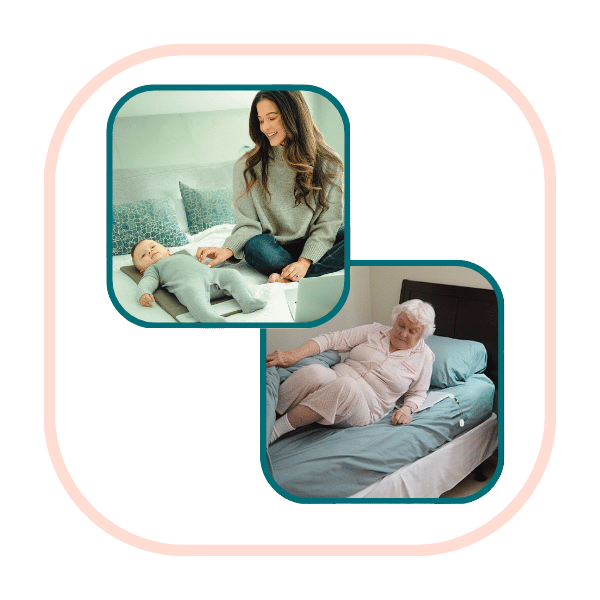 A woman cares for her baby and her mother with Trembo.