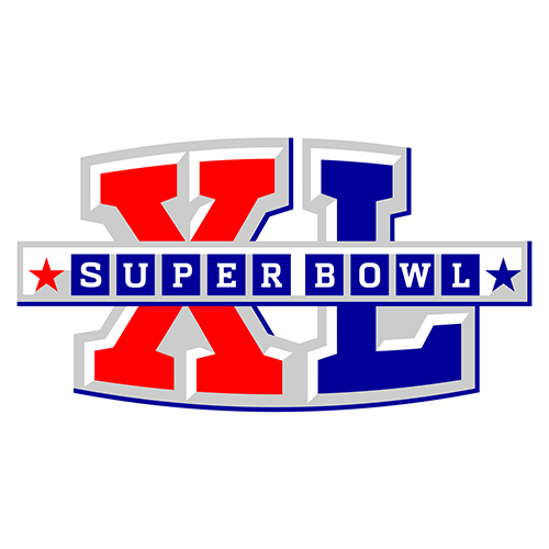 Super Bowl LVII logo with large red and blue Roman numerals and a banner reading 'Super Bowl' with stars.