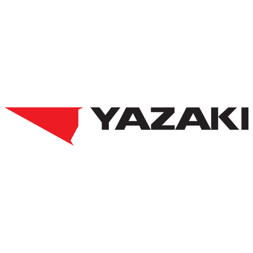 Yazaki logo with a red arrow and black text.
