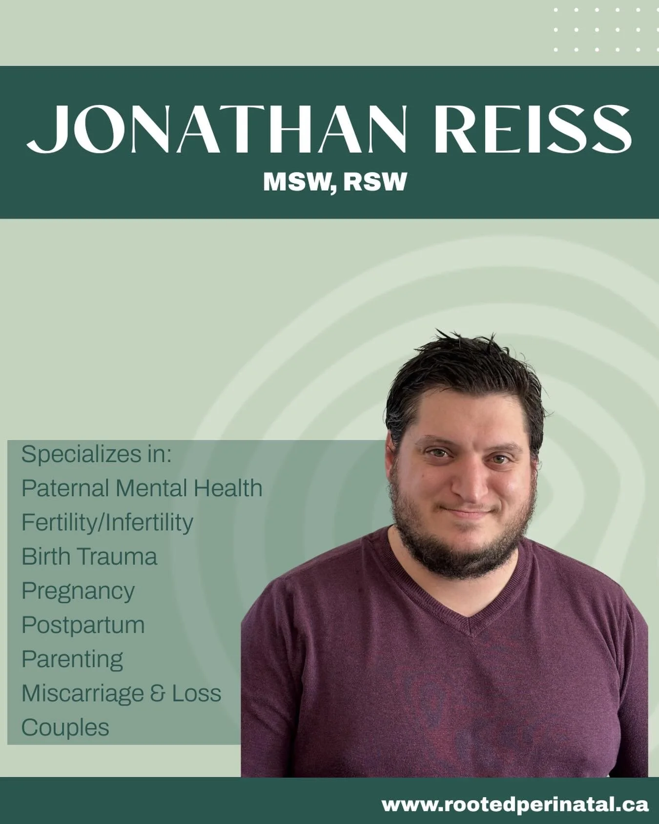 Jonathan supports dads navigating new fatherhood, fertility challenges, pregnancy loss, shifting roles, and the quiet pressure to &ldquo;stay strong.&rdquo;

Paternal mental health is often overlooked, yet many fathers experience postpartum depressio