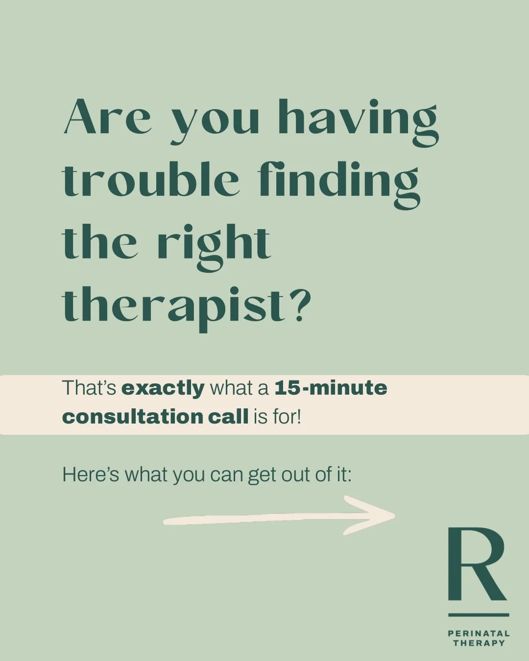 Save this post for your next consultation call 

Did you know that the therapeutic relationship is the MOST important factor when it comes to success in therapy?

More than how trained the therapist is and what modality is used. 

The consultation ca