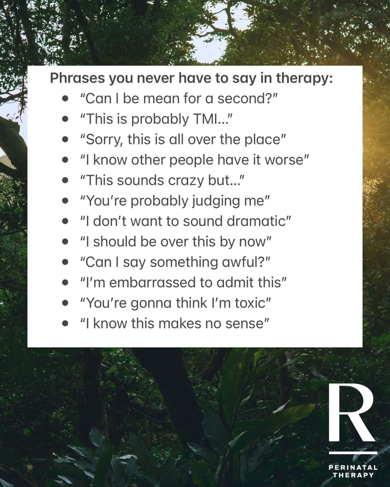 Therapy is maybe the only place where your inner PR team can clock out.

You do not need a disclaimer before having a human emotion.

Sometimes learning to curb your own self judgment is half the battle. 

Save this for the next time you start a sent